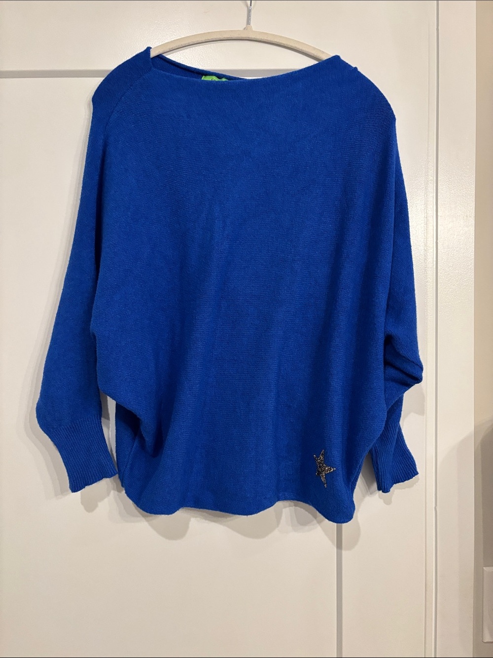 Classic Blue Crewneck Sweater with Star Detail